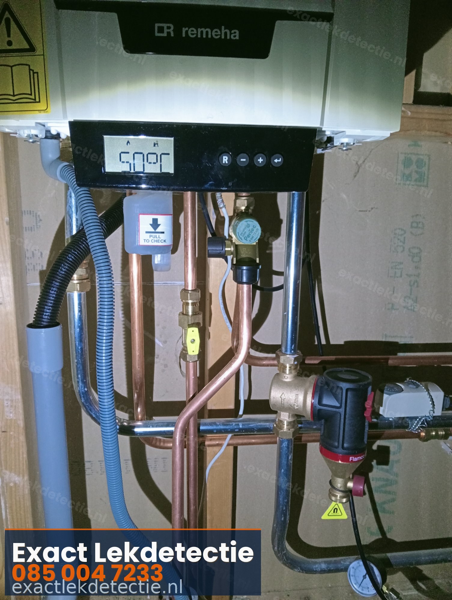 Remeha CV ketel installatie — lekdetectie drukverlies diagnose