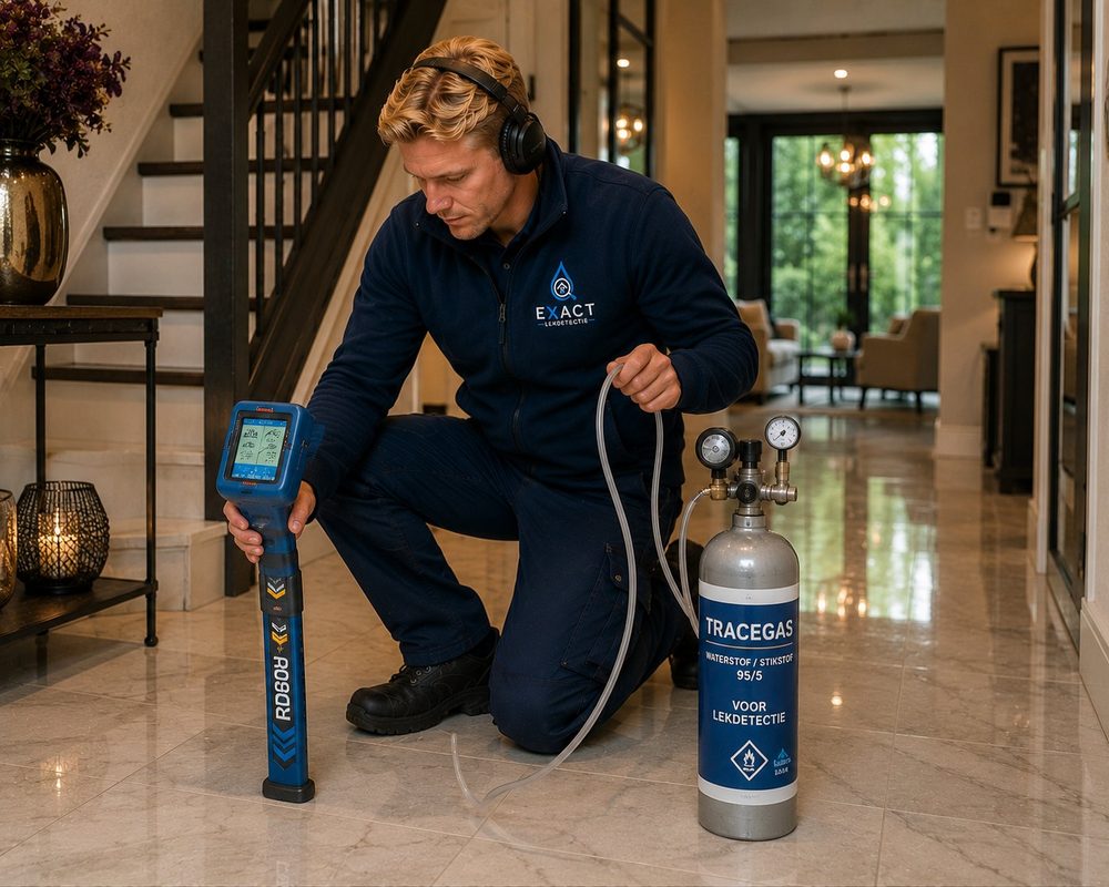 Traceergas detectie met waterstof/stikstof voor een verborgen leidinglek